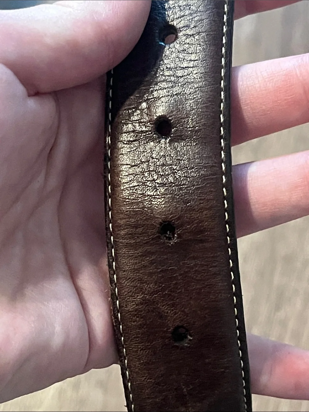 Cole Haan Dark Brown Leather Belt with Brass Buckle